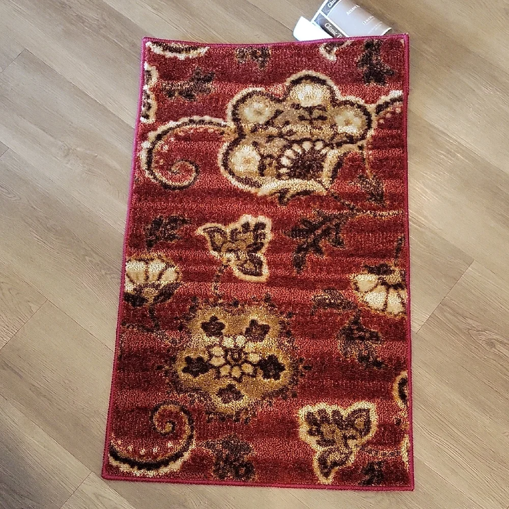 Mohawk Floral Patterned Rug in Red and Brown